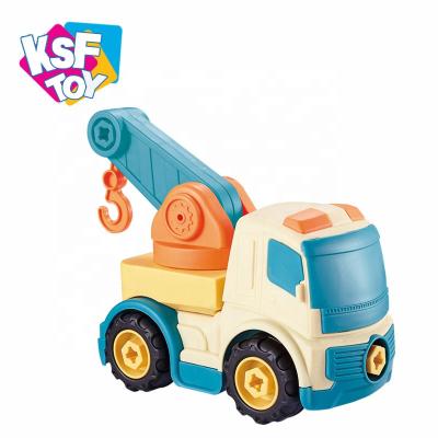 China Hot Sale ABS PP PS Kids DIY Assembly Series Portable Beach Toys Truck Crane Car Engineering Education Toy for sale