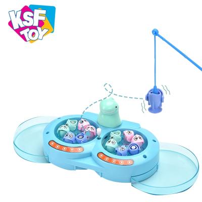 China Eco-friendly Intelligence Fun Manually Wind Up To Rotate Toy Magnetic Fishing Game With 12 Fish 2 Rods for sale