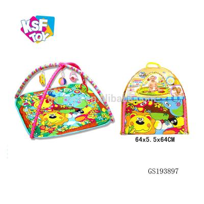 China Educational Toy Cartoon Fitness Frame Musical Mats Toys Baby Play Gym with Hanging Rattle Set for sale