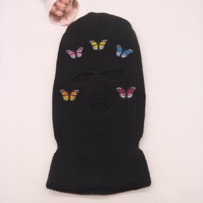 China Winter COMMON Custom Hat Personalized 3 Hole Embroidery Balaclava Neon Pink Ski Mask Hat for sale