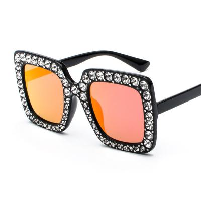 China Hot Selling Fashion Bling Square Rhinestone Luxury Oversized Sun Glasses Party Instant Women Sun Glasse for sale