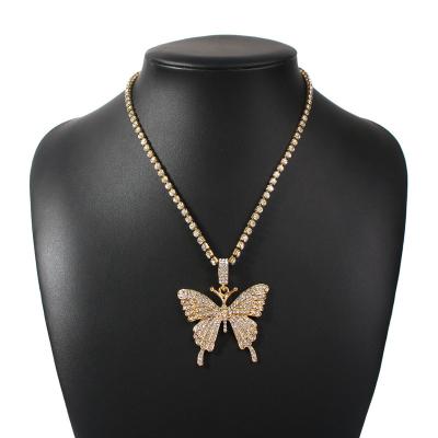 China Butterfly 18k Nacklace Wholesale New Metal Butterfly Women TRENDY Hollow Pendant Necklace for sale