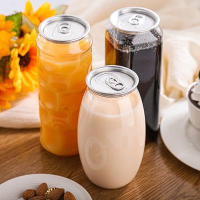 China Hot Sale 250ml 350ml 400ml 500ml 650ml 700ml Clear Plastic Beverage Can Soda Can Beer Can With Easy Open Lid for sale