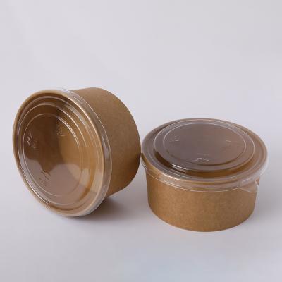 China FREE SAMPLE Materials 500 750 1000ml Recycled Kraft Paper Bowl Food Containers With PP OPS PET Lid for sale