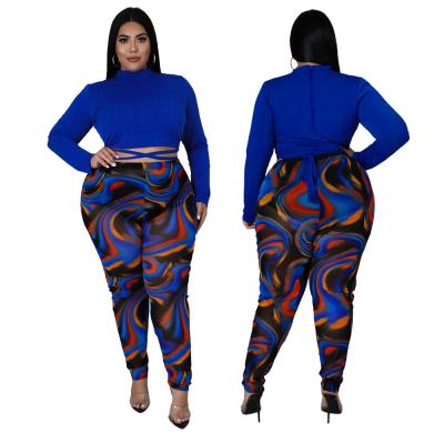 China KX-PP088 Anti-wrinkle wholesale custom logo top and pants 2 piece set fashion long sleeve plus size women's sets for sale