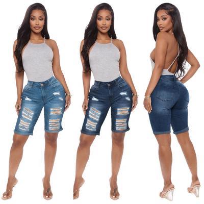 China KX-1945 Summer Breathable Hot Selling Designer Ripped Denim Pants Ladies Denim Shorts Women High Waist Plus Size Jeans for sale