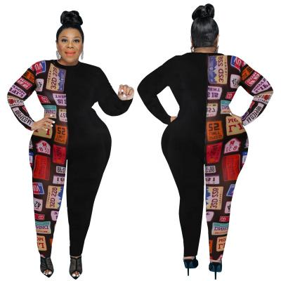 China Anti-wrinkle KX like fall 2021 printing strapless rompers long sleeve women jumpsuit plus size casual jumpsuits for women for sale