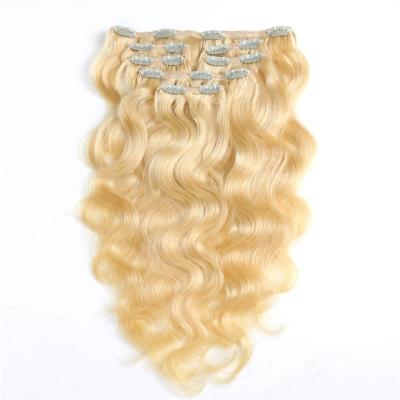 China Virgin Body Wave Clip In Hair Extensions 613 Body Wave Hair Clip In Extensions 7 Pcs Hair Clip Ins Extension For Women for sale