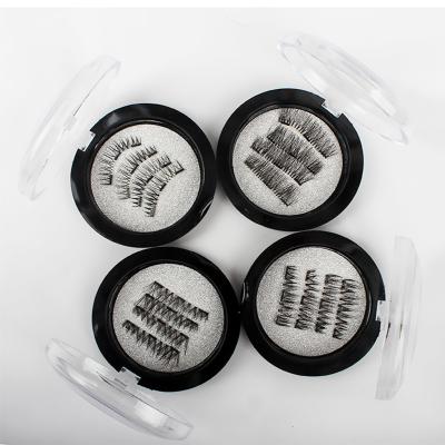 China 3D Feather Magnetic Eyelashes With 3 Magnet False Eyelashes Handmade Eye Lashes 4Pcs Eye Makeup Kit for sale