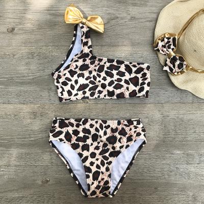 China Sunny Baby Children's Swimwear Set Children's Three-piece Swimsuit Breathable Leopard Print Bikini Set for sale