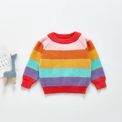 China 2021 Sunny Baby Autumn Winter Children Cotton Tops Rainbow Long Sleeve Sweater Breathable Baby Clothes for sale