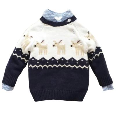 China Sunny Baby New Wholesale Cotton Breathable Yarn Children Sweaters Christmas Moose Sweater for sale