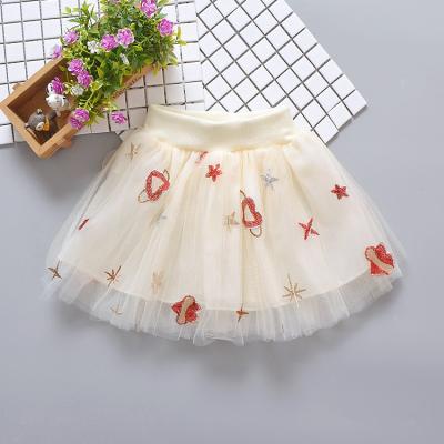 China Sunny Baby 2021 Summer Children's New Yarn Net Waist Five-pointed Star Size Breathable Weaving Skirt for sale