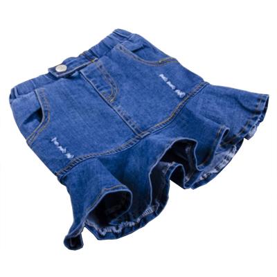 China Sunny Baby Viable Spring and Summer Jean New Girls Denim Shorts Ruffled Children Mini Skirt Hip Child Skirt for sale