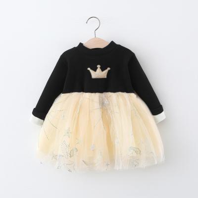 China Sunny Baby Girls Winter Clothes viable plus the crown new Velvet Mesh Skirt Children Princess Dress for sale