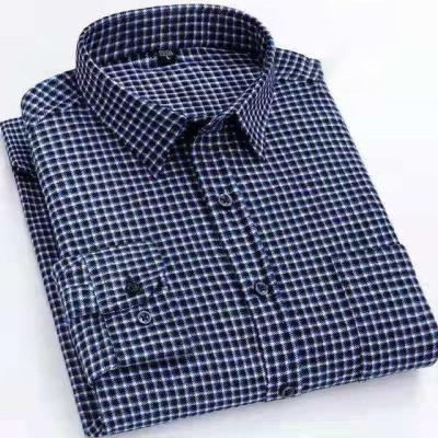 China Breathable Clothing 100% Cotton Shirts For Men Plaid Long Sleeve Business Dress Shirt for sale