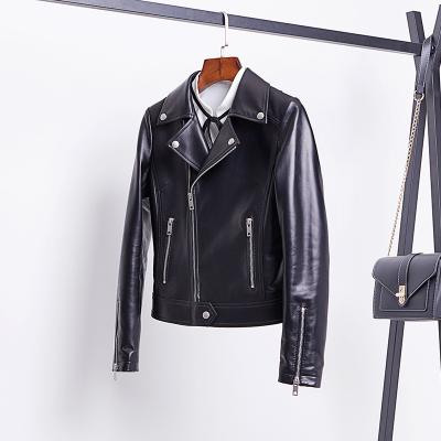 Chine 2021 autumn new jackets factory direct sheep leather coat women's short stylish black slim motorcycle leather jacket new small à vendre