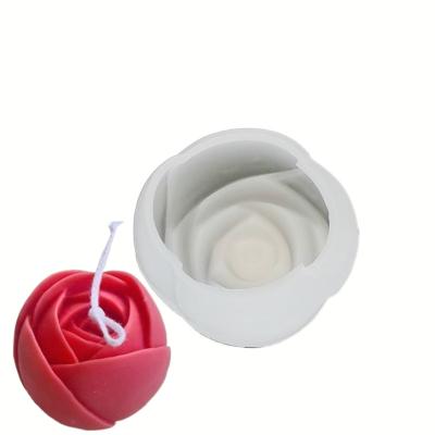 China Sustainable Homemade Custom Christmas Silicone Candle Resin Rose Flower Shape Soap Mold Mold For Candle Making for sale