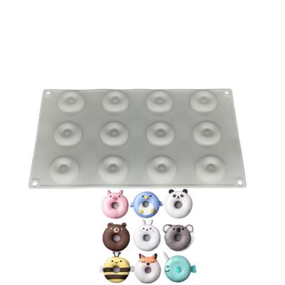 China Factory Hot Sales Viable 12 Hole Silicone Silicone Donuts Cake Ice Cream Molds for sale