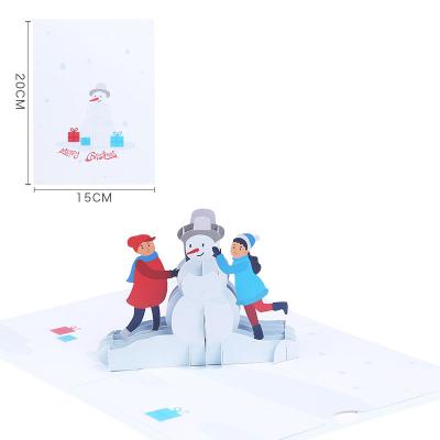 China Europe Snowman Christmas Greeting Card For Xmas Laser Cutting 3D Pop Up Card Holiday Card Gift for sale