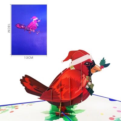 China Europe/America/Oceania Christmas Bird Greeting Card For Christmas Laser Cutting Customized 3D Pop Up Card Printing Holiday Card Gift for sale