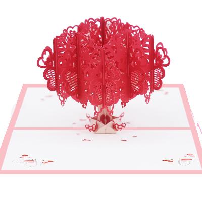 China All of the World Love Tree Card for Valentines Day 3D Pop Up Wedding Cherry Tree Cherry Blossom Card Greeting Cards for sale