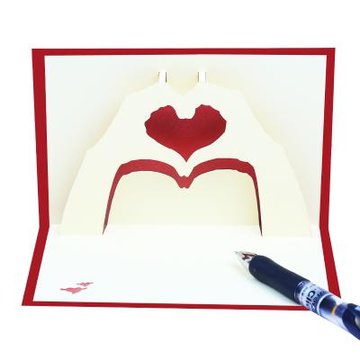 China Europe Handmade at Heart Greeting Card for Valentine's Day 3D Pop Up Cards Occasion Love Handmade Wedding Card for sale