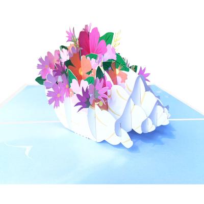 China Europe Conch Flower Greeting Card For Valentine's Day Pop Up Greeting Cards Occasion Handmade 3D Cards for sale