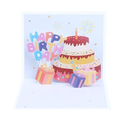 China America 3D Birthday Card Pop Up Party Invitation Card Printing Greeting Card Birthday Candle Cake Gift for sale