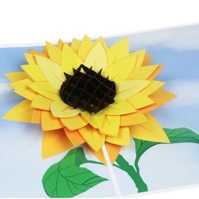 China Europe Sunflower Pop Up Card 3D Greeting Card Love Flowers Handmade All Occasion Graduation Card With Envelope for sale