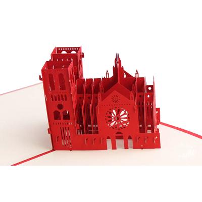 China Notre Dame de Paris Souvenir 3D Greeting Cards Promotional Gift Greeting Pop Up Card Invitation Card Box for sale