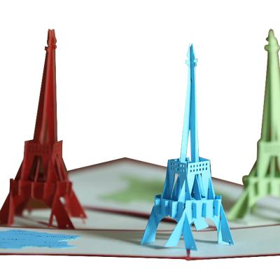 China Europe/America/Oceania Eiffel Tower Greeting Cards IronTower Souvenir Gift 3D Promotional Pop Up Card Invitation Card for sale