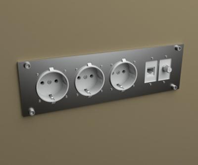 China Stainless steel wall mounted socket box wall built-in power socket embedded socket with plugs, rj45, USB, internet, switch for sale