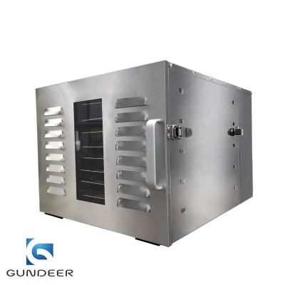 China food & Beverage Factory Gundeer Capacity 10-15 Kg Trays 10 Fish Flesh Herbs Fruit Vegetable Dryer Dryer Food Dehydrator Machine for sale