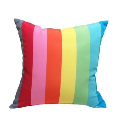 China Wholesale Fire Retardant Decorative Pink Decorative Rainbow Striped Throw Cushions Pillows for sale