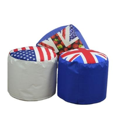 China Hot Selling Sofa Bed Soft Polyester With Beans Filling Round Waterpoof Rainbow Bean Bag Chair Footstool for sale