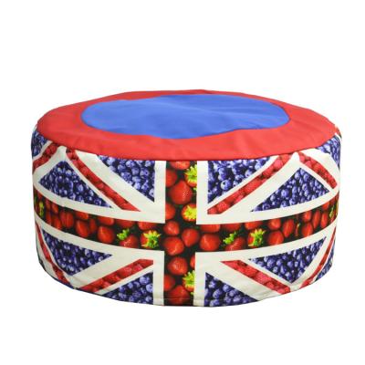 China Removable Cover Waterproof Custom Round Strawberry Union Jack Printed Bean Bag Chair Foot Rest Stool for sale