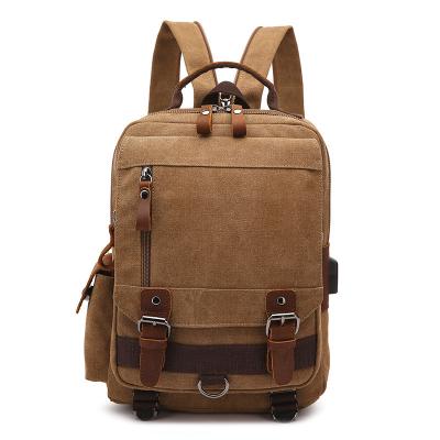 China Water Resistant Customized wholesale coffee vintage back pack bag male rucksack hipster school man canvas backpack for sale