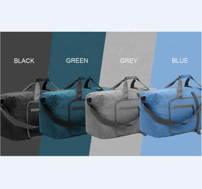 China Fashion Logo Packable Traveling Bags Custom Made Green Blue With Shoe Compartment Unisex Water Resistant Duffel Bag for sale