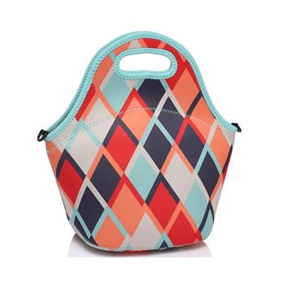 China PORTABLE Sublimation Empty Kids Lunch Bags Custom Printing Logo Rhombus Lunch Bags Cooler Bento Bag Retro Bag Sublimation for sale