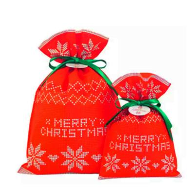 China Nonwoven Rope Handle Promotion Gift Drawstring Bag Custom Logo Marry Christmas Drawstring Gift Bag for sale