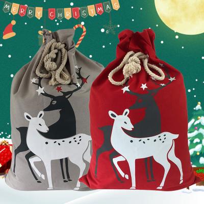 China New Design 50*70CM Big Large Santa Claus Candy Nuts Gift Package Drawstring Bag Cotton Christmas Drawstring Bags for sale