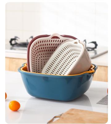 China 6 Pieces Sustainable Fruit And Vegetable Cleaning And Storage Of Drain Basket Plastic Kitchen Multifunctional Hanging Drain Basket for sale