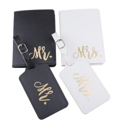 China Wholesale NATIONAL Black White Mr and Mrs Passport Holders Passport Covers and Luggage Tags Set for sale