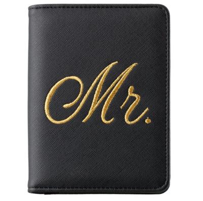 China NATIONAL Wholesale Fancy PU Leather Embroidery Mr Mrs Travel Wallet Passport Holders RFID Blocking Passport Cover for sale