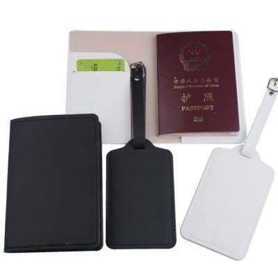 China Custom Black White Luggage Blank PU Leather Passport Holders And Luggage Tags For Gifts for sale