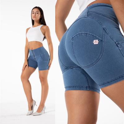 China Shascullfites Breathable Melody Booty Scrunch High Waist Shorts Fitness Sportswear Compression Stretch Denim Workout Yoga Shorts for sale