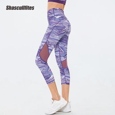 China Worthless Shascullfites Lift Sports Yoga Length Pants Fitness Mesh Gaiters Gym Belly Breathable Active Control Pants Wholesale Shorts for sale