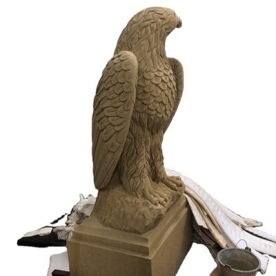 China Factory Supply Large Rustic Statue Sandstone Eagle Figurines Animal For Sale Customized Size Building Stone Material 5 Years for sale