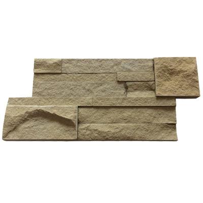 China Modern Natural Exteior Culture Stone Wall Cladding , Yellow Culture Sandstone For Garden Decorate for sale